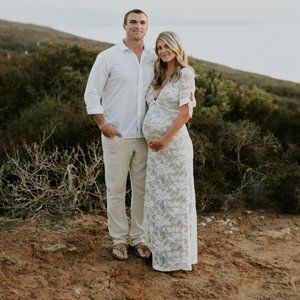 Nightcap Clothing - White Lace - Nude Lining - Maxi Dress - Size: XS